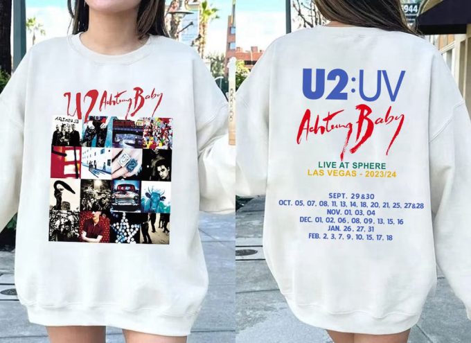Updated 2024 U2 Rock Band Achtung Baby Album Tour 2023/24 T-Shirt Sweatshirt, U2 Rock Band Tour Dates, U2 Graphic Shirt, Christmas Gift 2