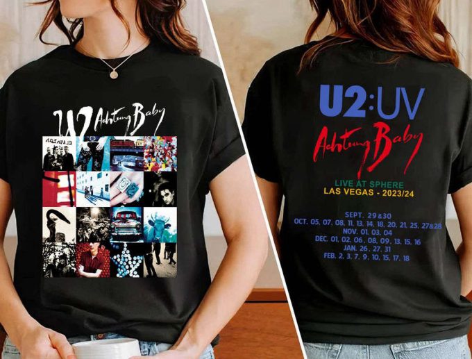 Updated 2024 U2 Rock Band Achtung Baby Album Tour 2023/24 T-Shirt Sweatshirt, U2 Rock Band Tour Dates, U2 Graphic Shirt, Christmas Gift 3