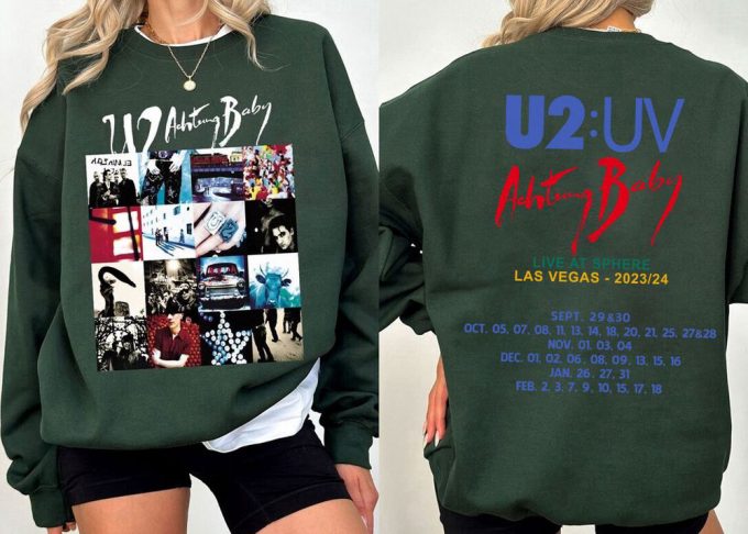 Updated 2024 U2 Rock Band Achtung Baby Album Tour 2023/24 T-Shirt Sweatshirt, U2 Rock Band Tour Dates, U2 Graphic Shirt, Christmas Gift 4