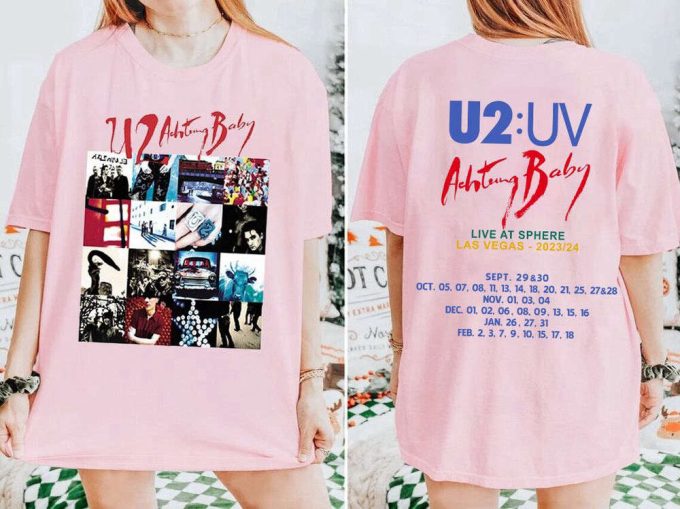 Updated 2024 U2 Rock Band Achtung Baby Album Tour 2023/24 T-Shirt Sweatshirt, U2 Rock Band Tour Dates, U2 Graphic Shirt, Christmas Gift 6