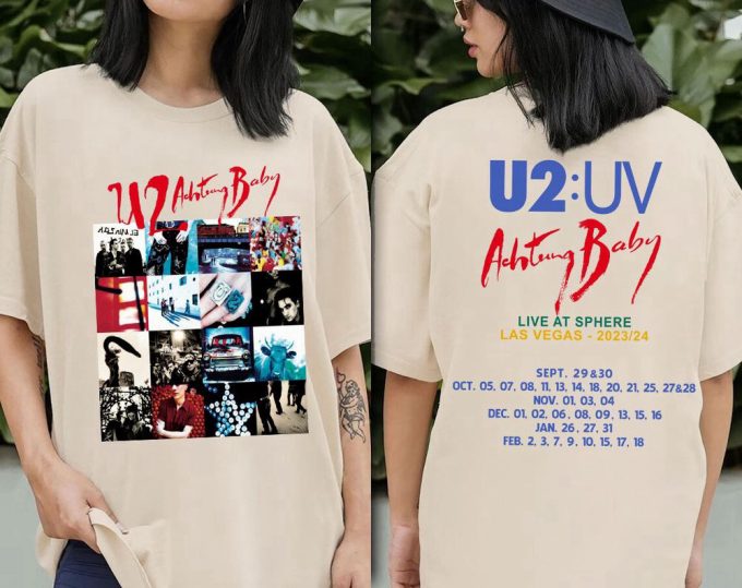 Updated 2024 U2 Rock Band Achtung Baby Album Tour 2023/24 T-Shirt Sweatshirt, U2 Rock Band Tour Dates, U2 Graphic Shirt, Christmas Gift 7