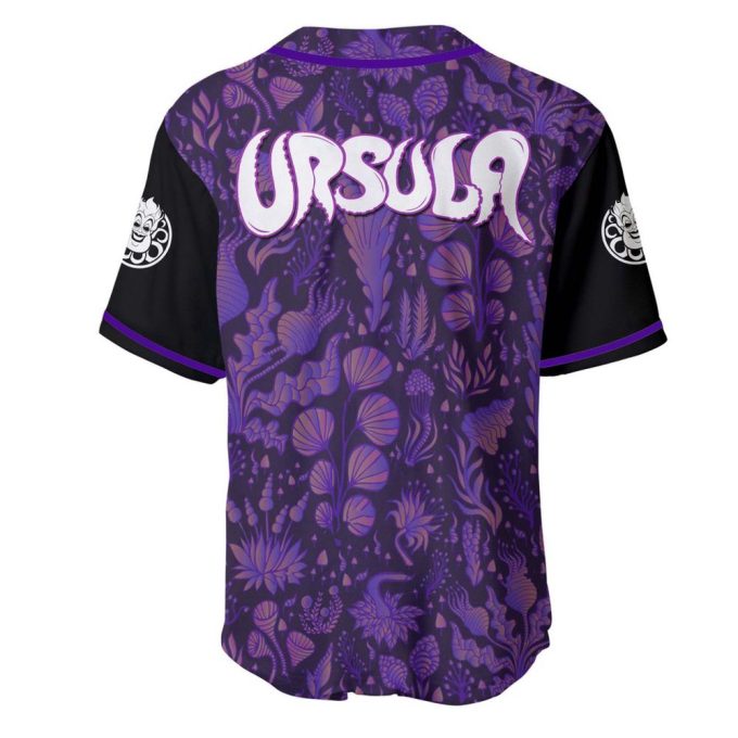 Ursula Pattern Dark Purple Black Disney Custom Baseball Jersey 4