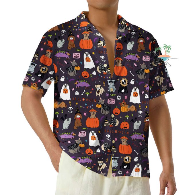 Ute Ghost Dog Hawaiian Shirt, Dog Lover Hawaii Shirt, Halloween Dog Button Up Shirt, Spooky Season Gift 4