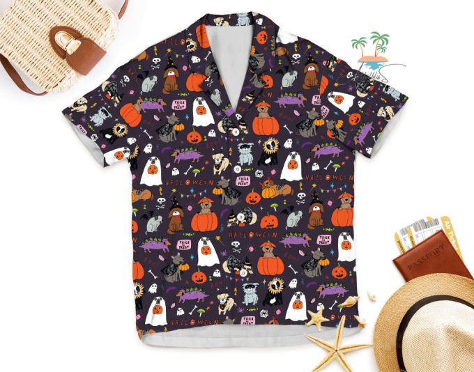 Ute Ghost Dog Hawaiian Shirt, Dog Lover Hawaii Shirt, Halloween Dog Button Up Shirt, Spooky Season Gift 6