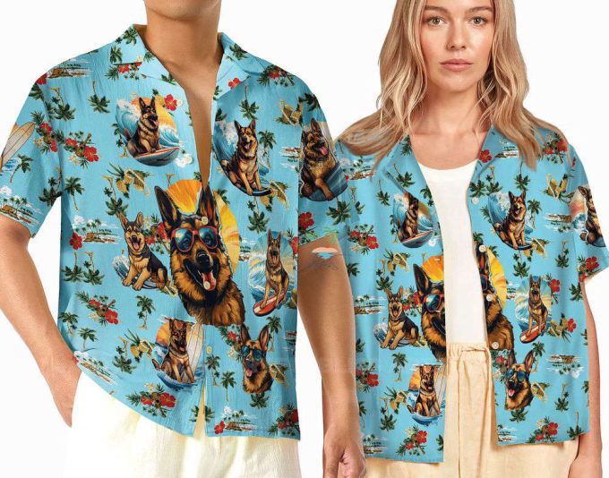 Vacation Teal Hawaiian Shirt, Tropical Hawaii Dog Button Up Shirts 2