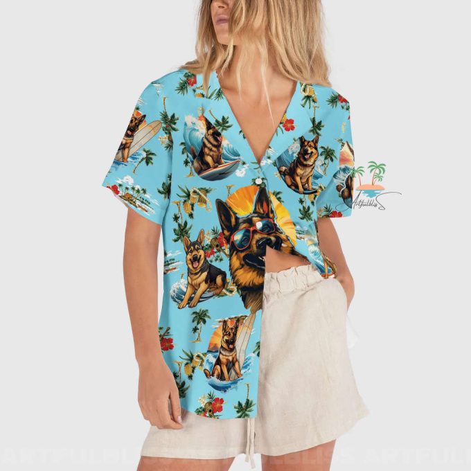 Vacation Teal Hawaiian Shirt, Tropical Hawaii Dog Button Up Shirts 3