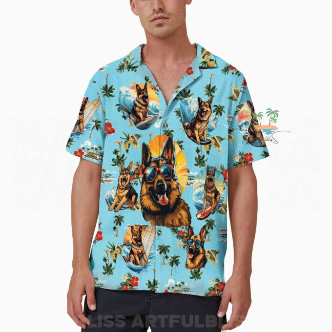 Vacation Teal Hawaiian Shirt, Tropical Hawaii Dog Button Up Shirts 4