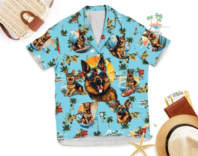 Vacation Teal Hawaiian Shirt, Tropical Hawaii Dog Button Up Shirts 5