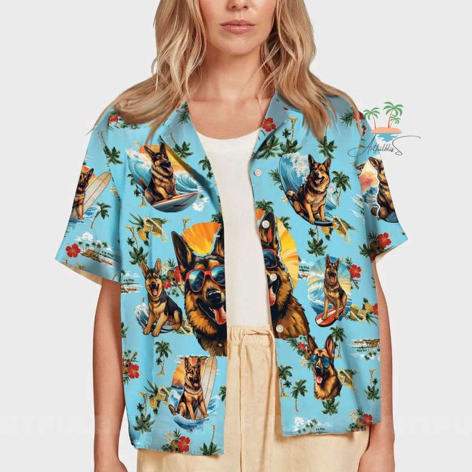 Vacation Teal Hawaiian Shirt, Tropical Hawaii Dog Button Up Shirts 7