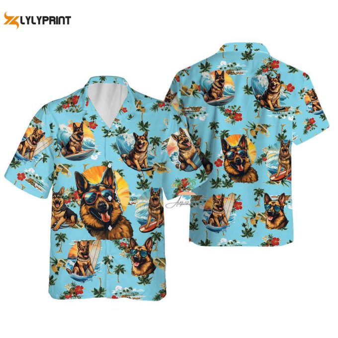 Vacation Teal Hawaiian Shirt, Tropical Hawaii Dog Button Up Shirts 1