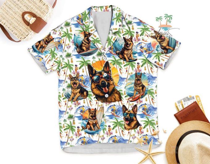 Vintage Beach Time Hawaiian Shirt, Funny Surfing Dog Aloha Shirts 6