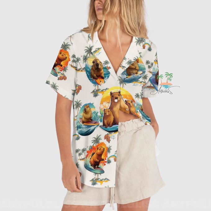 Vintage Meme Capybara Hawaiian Shirt, Cute Capybara Hawaii Shirt 3