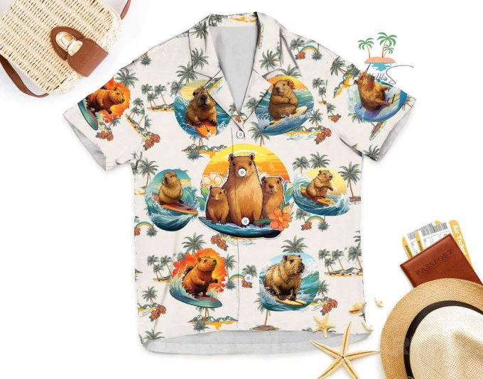 Vintage Meme Capybara Hawaiian Shirt, Cute Capybara Hawaii Shirt 4