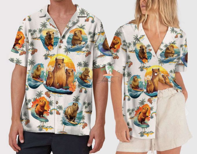 Vintage Meme Capybara Hawaiian Shirt, Cute Capybara Hawaii Shirt 5