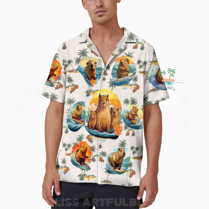 Vintage Meme Capybara Hawaiian Shirt, Cute Capybara Hawaii Shirt 6