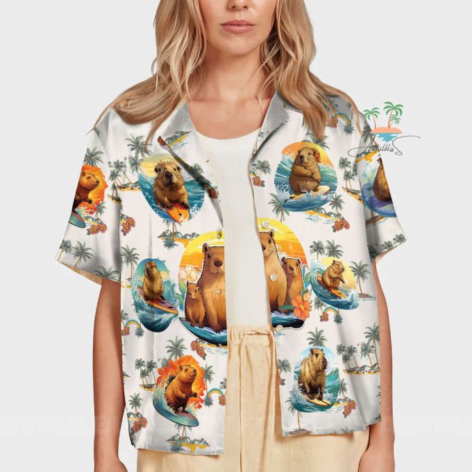 Vintage Meme Capybara Hawaiian Shirt, Cute Capybara Hawaii Shirt 7