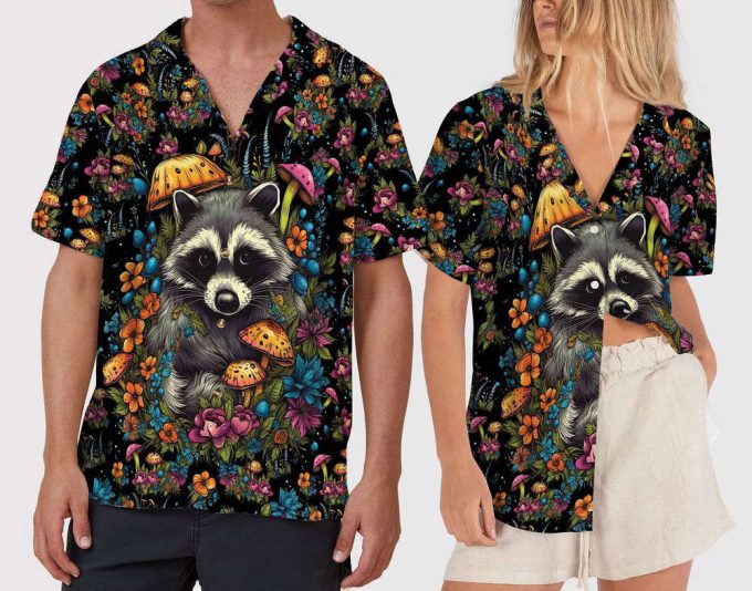 Vintage Raccoon Mushroom Hawaiian Shirt 2