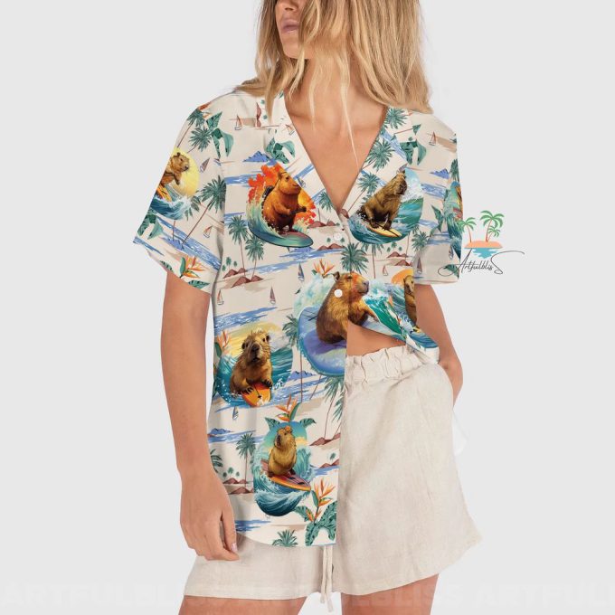 Vintage Vacation Capybara Hawaiian Shirt 3