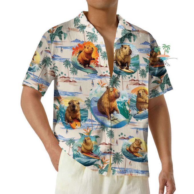 Vintage Vacation Capybara Hawaiian Shirt 4