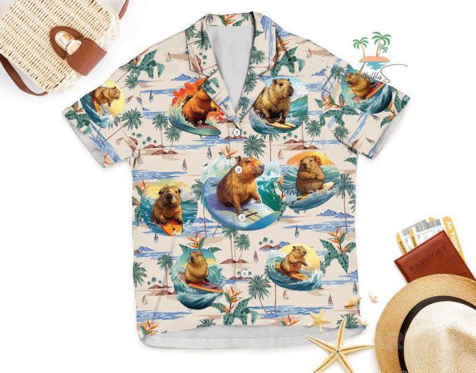 Vintage Vacation Capybara Hawaiian Shirt 5