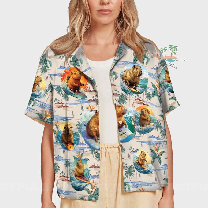 Vintage Vacation Capybara Hawaiian Shirt 7