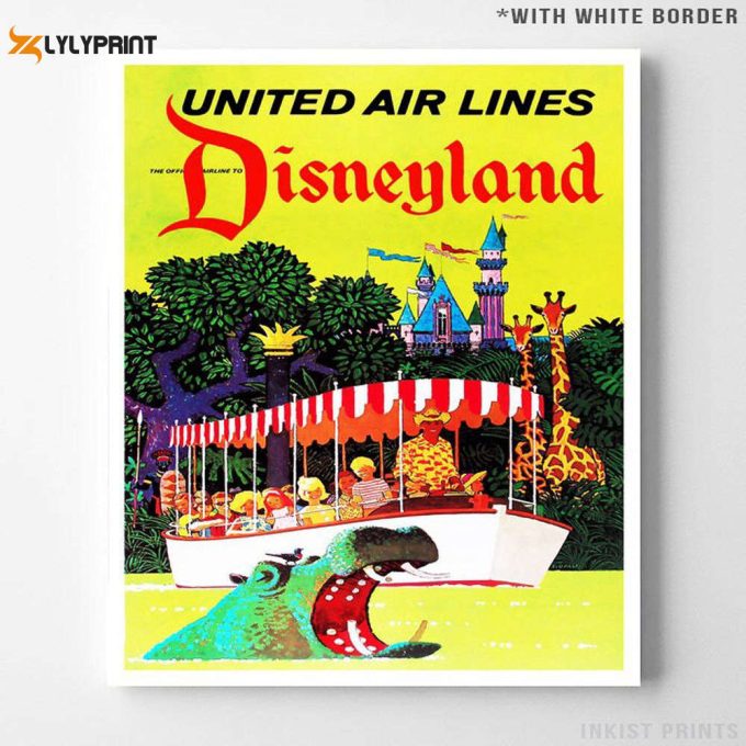 Vintage Walt Disney, Disneyland Poster, United Air Lines, Fantasyland 1