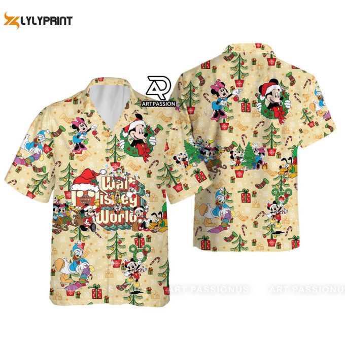 Walt Disney World Christmas Hawaiian Shirt, Mickey Minnie D 1