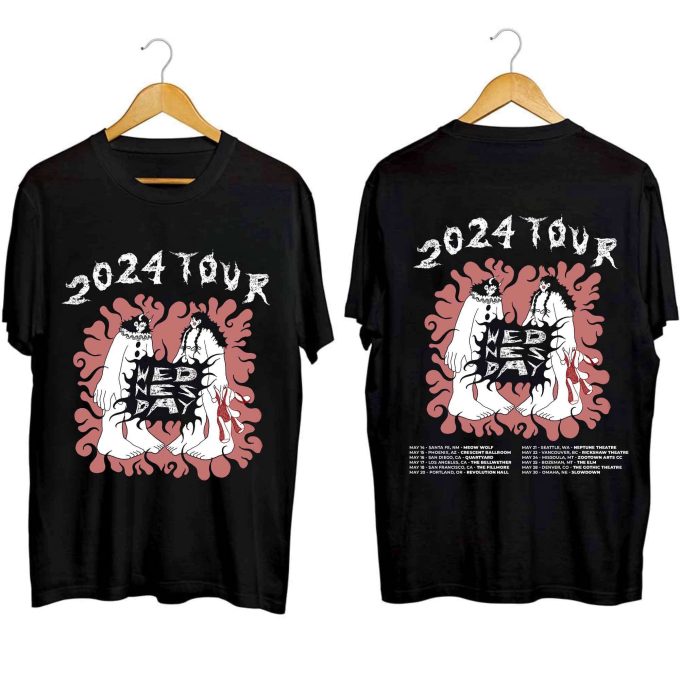 Wednesday West Coast Tour 2024 Shirt, Wednesday Band Fan Shirt, Wednesday 2024 Concert Shirt, West Coast Concert 2024 Shirt 1