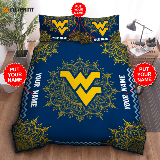 Shop The West Virginia Mountaineers Duvet Cover Bedding Set - Perfect Gift For Fans Bd886 1