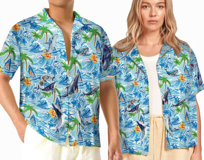 Whale Blue Hawaiian Shirt, Marine Life Lover Hawaii Shirt 2