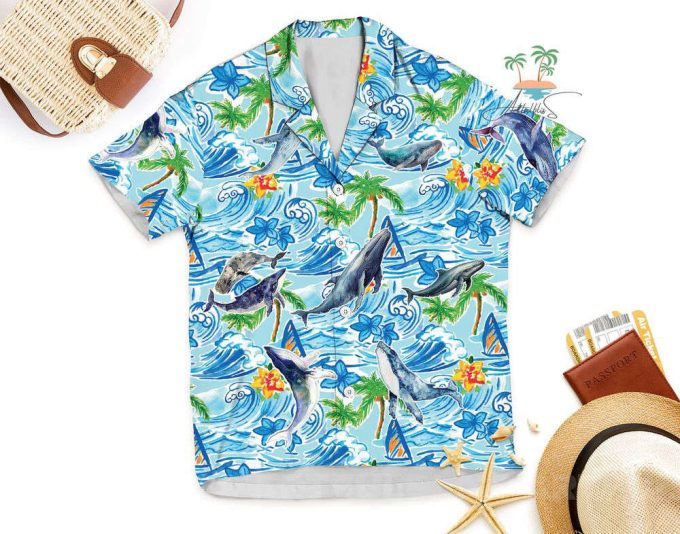 Whale Blue Hawaiian Shirt, Marine Life Lover Hawaii Shirt 5