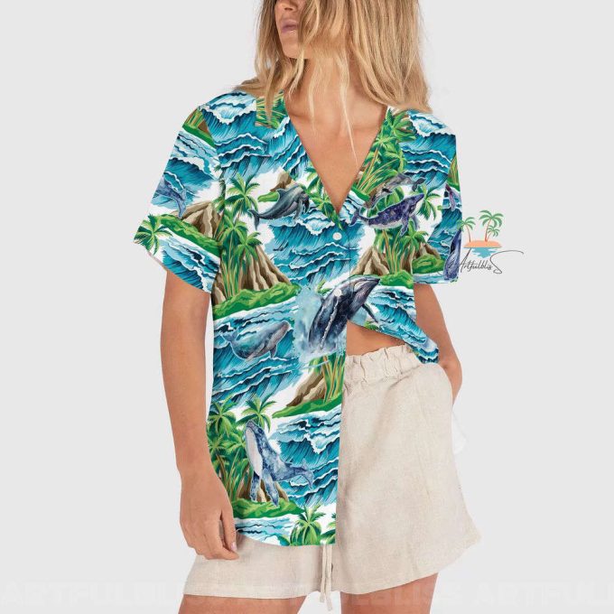 Whale Hawaiian Shirt, Beach Animal Lover Hawaii Shirt 3