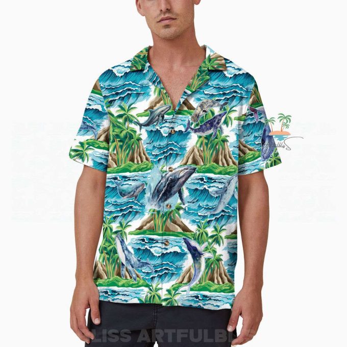 Whale Hawaiian Shirt, Beach Animal Lover Hawaii Shirt 4