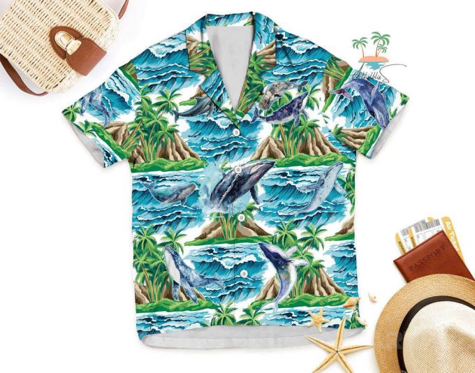 Whale Hawaiian Shirt, Beach Animal Lover Hawaii Shirt 5