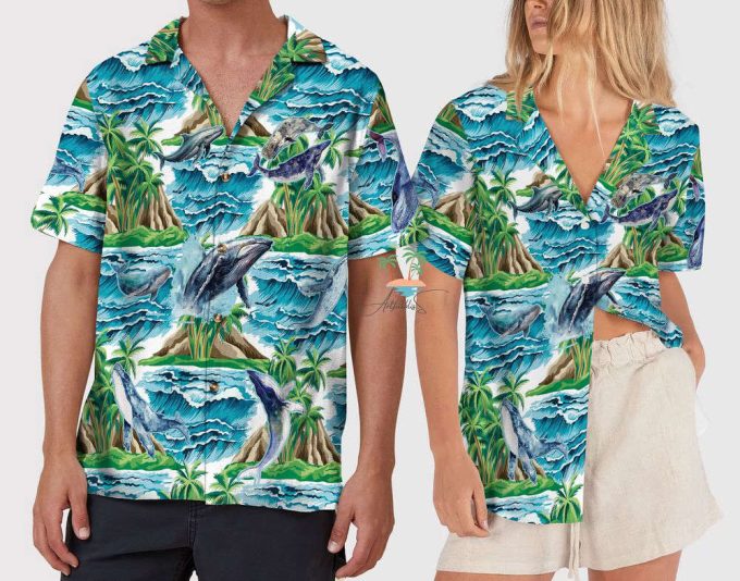 Whale Hawaiian Shirt, Beach Animal Lover Hawaii Shirt 6