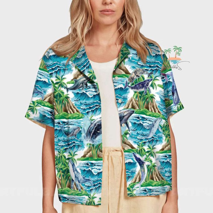 Whale Hawaiian Shirt, Beach Animal Lover Hawaii Shirt 7