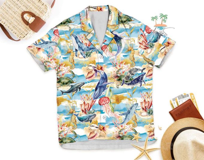 Whale Jellyfish Hawaiian Shirt, Save The Whales Hawaii Shirt 5