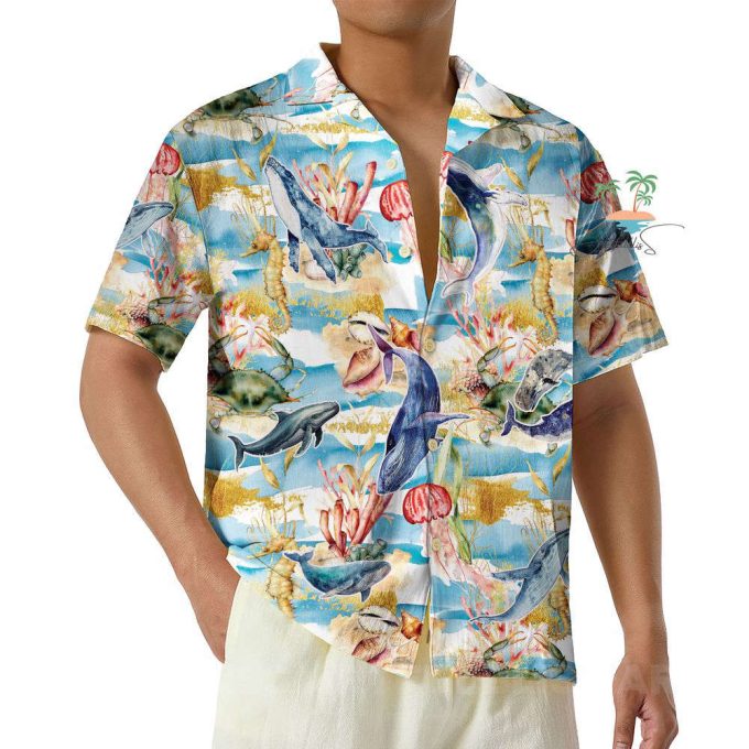 Whale Jellyfish Hawaiian Shirt, Save The Whales Hawaii Shirt 7