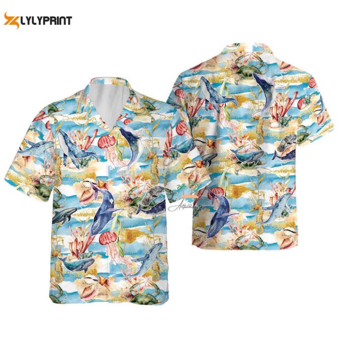 Whale Jellyfish Hawaiian Shirt, Save The Whales Hawaii Shirt 1