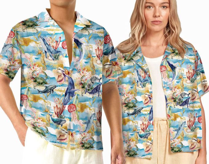 Whale Jellyfish Hawaiian Shirt, Save The Whales Hawaii Shirt 2