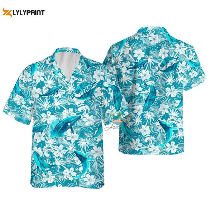 Whale Teal Hawaiian Shirt, Humpback Whale Hawaii Shirt 1