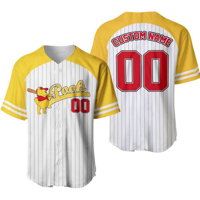 Winnie The Pooh Striped Yellow Red Baseball Jersey 3