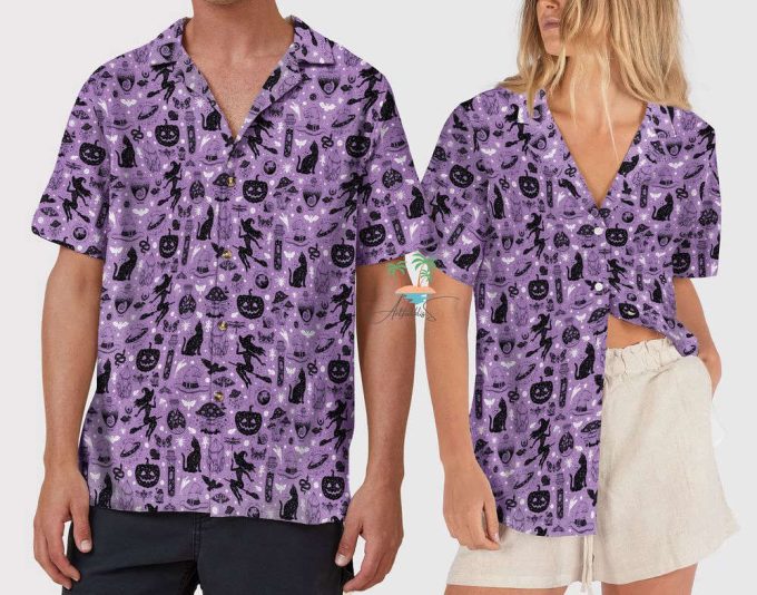 Witchy Things Purple Halloween Hawaiian Shirt 6