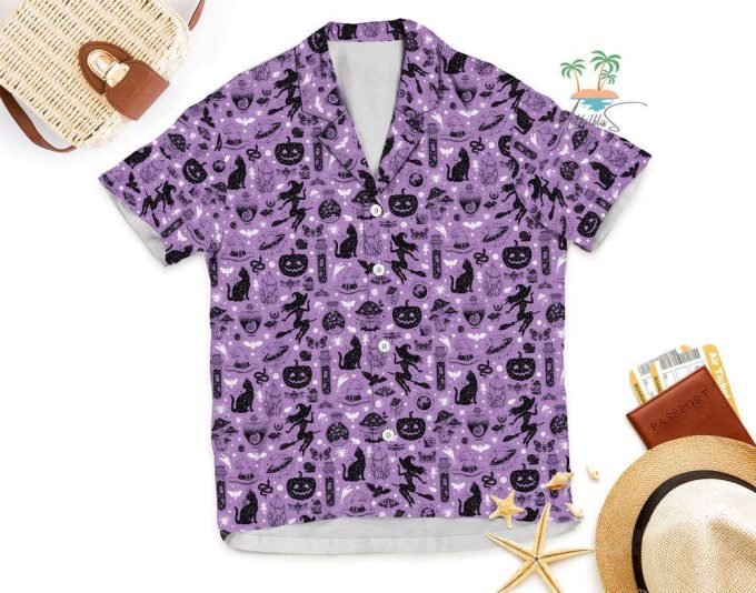 Witchy Things Purple Halloween Hawaiian Shirt 7