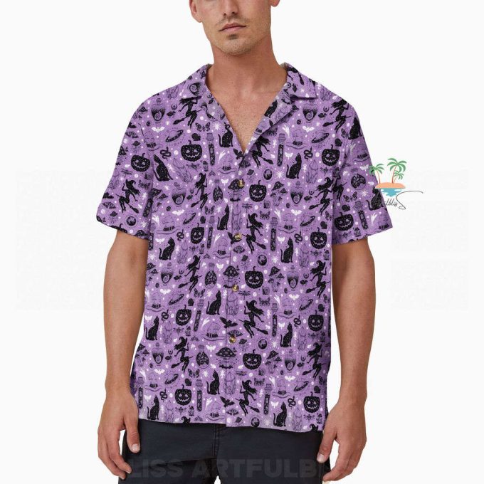 Witchy Things Purple Halloween Hawaiian Shirt 3