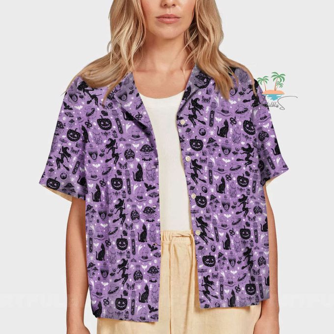 Witchy Things Purple Halloween Hawaiian Shirt 4