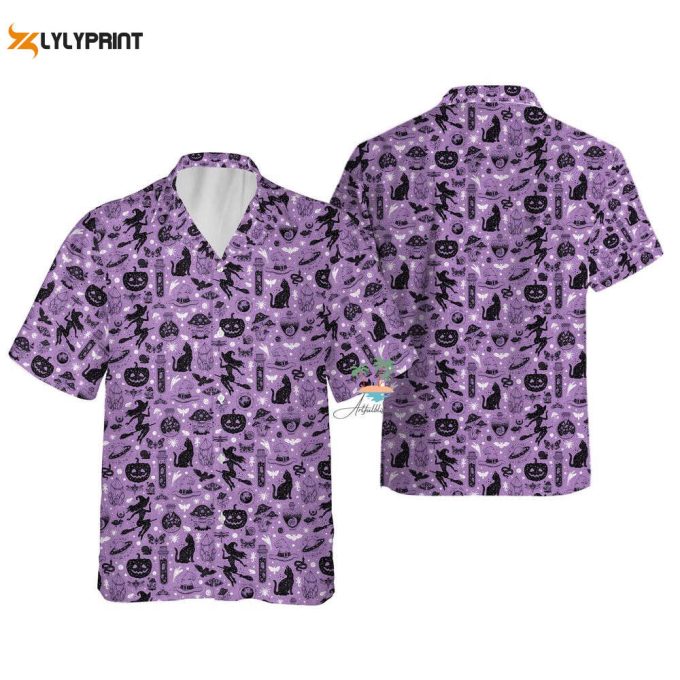 Witchy Things Purple Halloween Hawaiian Shirt 1