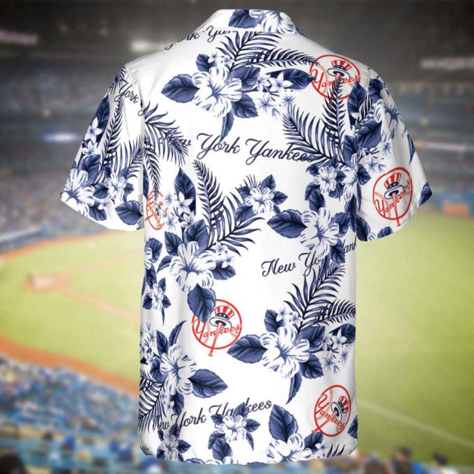 Yankees Baseball Hawaiian Flowers Pattern, New York Baseball Hawaiian Shirt For Men Women 3