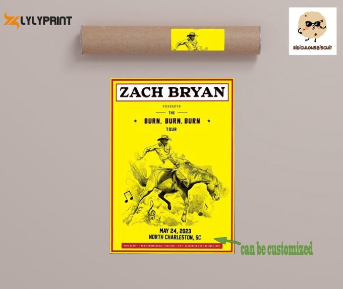 Zack Bryan 2023 Burn Burn Burn Custom Date Tour Poster 2