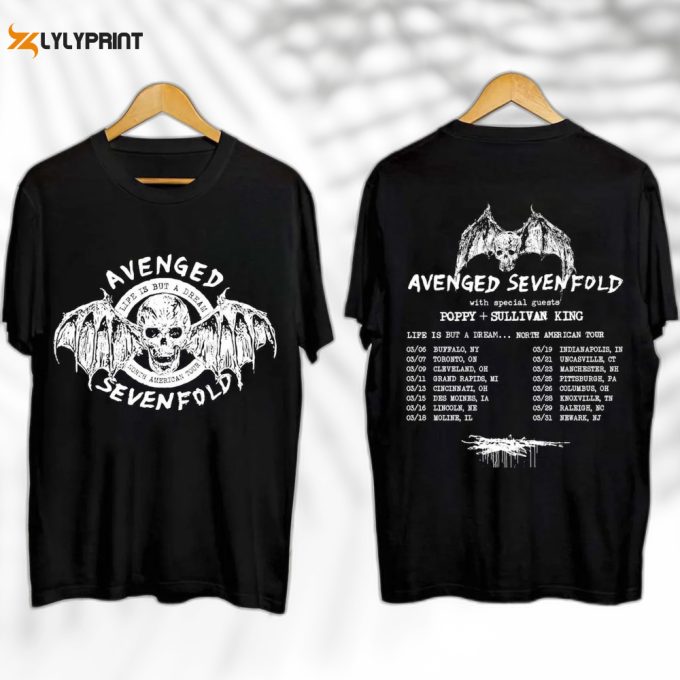 Avenged Sevenfold Life Is But A Dream North American Tour 2024 Shirt, Avenged Sevenfold Band Fan Shirt, Avenged Sevenfold 2024 Tour Shirt 1